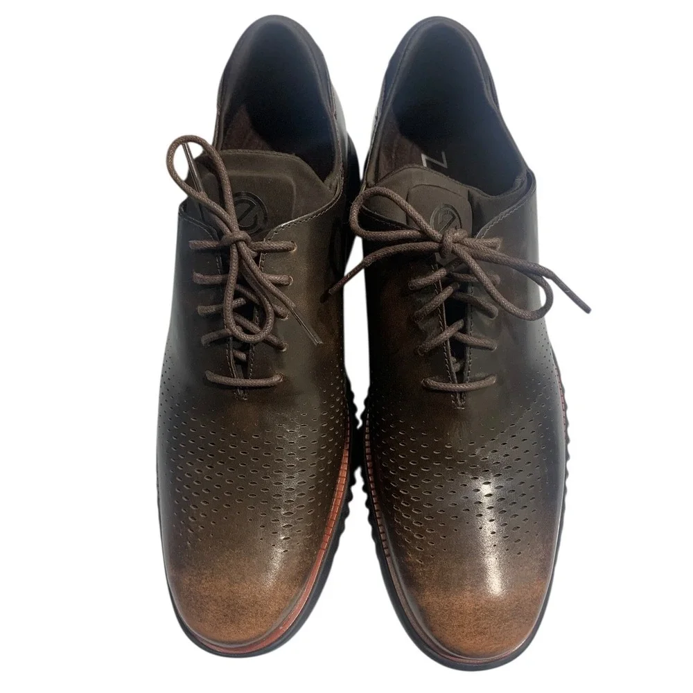 Cole Haan GrandPro Perforated Leather Derby Shoes Men's‎ Size 12M Brown Lace Up